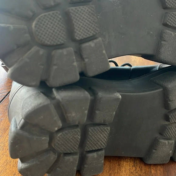 Forever 21 Buckle Chunky Platform Faux Leather lace up Booties size 6.5 - Picture 15 of 16